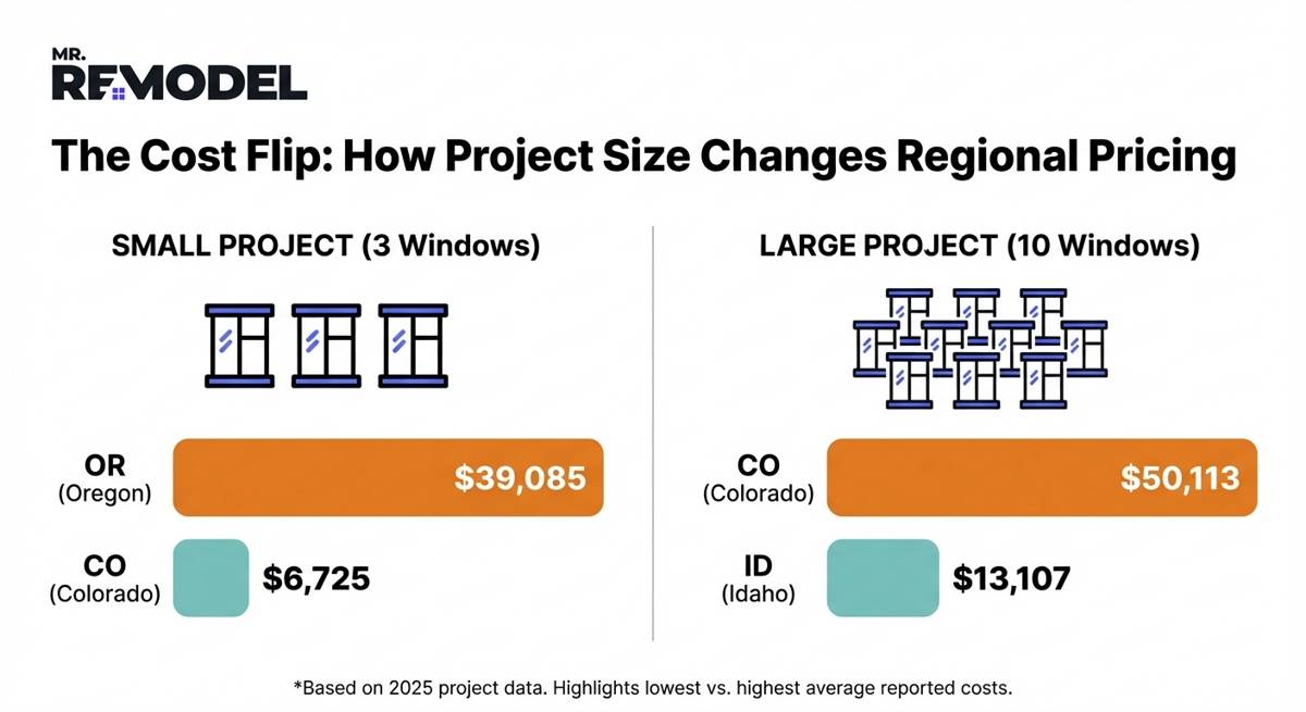 Infographic about how project size changes regional pricing. 